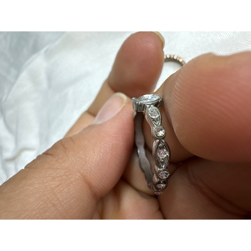 Boho Stackable Midi Rings Set Silver Tone Geometr… - image 6